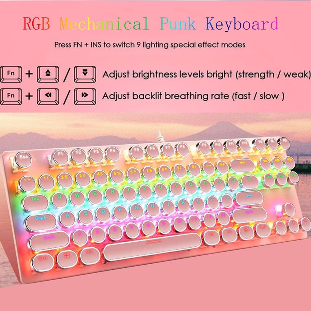 87-tasters mekanisk gaming-tastatur RGB baggrundsbelyst blå kontakter
