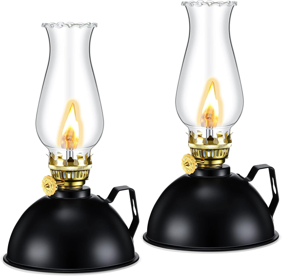 Vintage-Style Glass & Metal Oil Lamp Set of 2 – Ardin