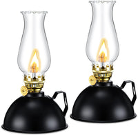 Vintage-Style Glass & Metal Oil Lamp Set of 2 – Ardin