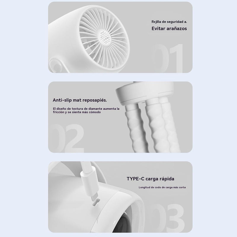 Genopladelig clip-on barnevognsventilator med natlys 100 hastigheder