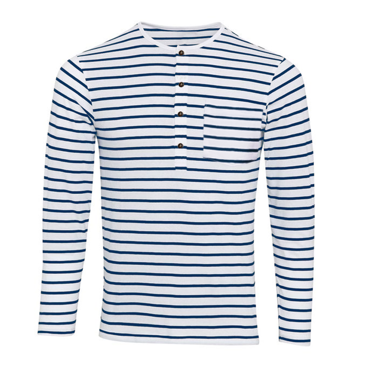 Camiseta Henley a rayas con mangas largas – Ewan