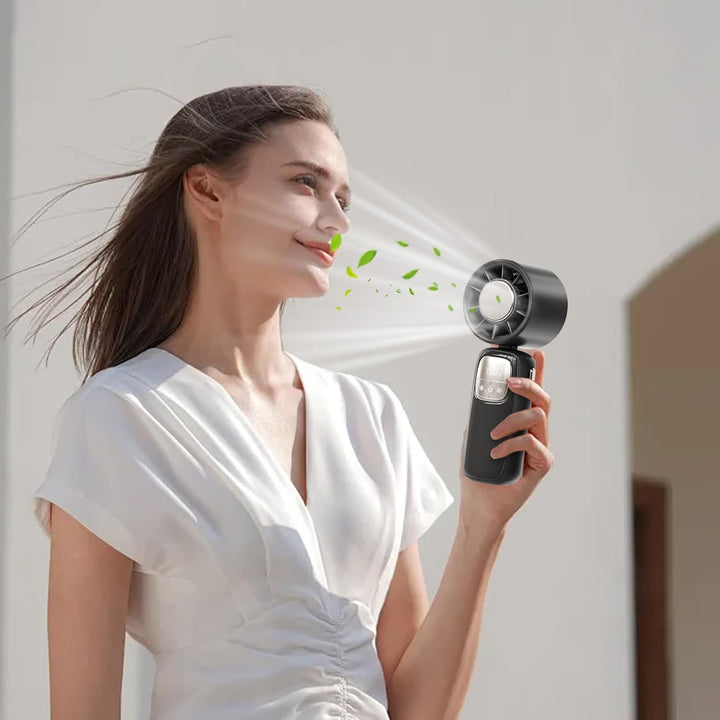 Portable Foldable Hand Fan with LED Display 100 Speeds