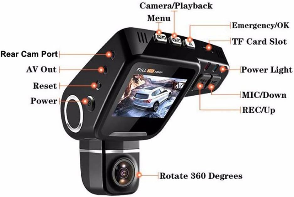 WiFi versteckte Dashcam 1080P mit 170° Weitwinkel und G-Sensor