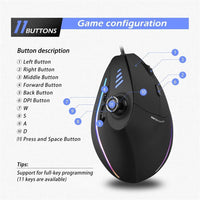 Vertikale RGB-Gaming-Maus mit Joystick und 11 programmierbaren Tasten – Kryvos