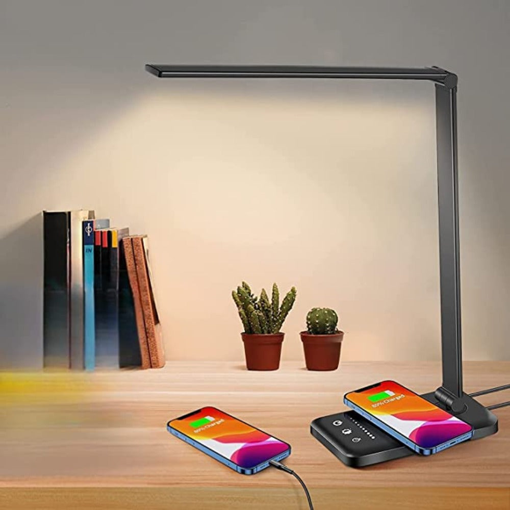 Moderne justerbar LED-skrivebordslampe med USB-opladningsport - BrightEase