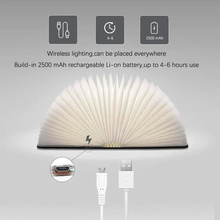 Sammenklappelig boglampe med varmt LED-lys - StoryGlow