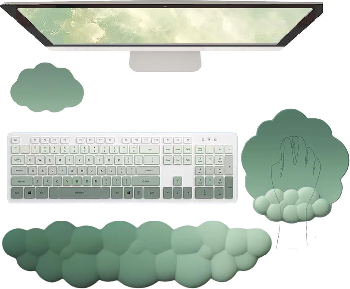 Cloud-shaped ergonomic wrist rest with mouse pad and coaster – Zeyora