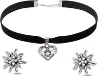 Conjunto de joyería Edelweiß con colgante de corazón – WiesnGlanz Oktoberfest 2025