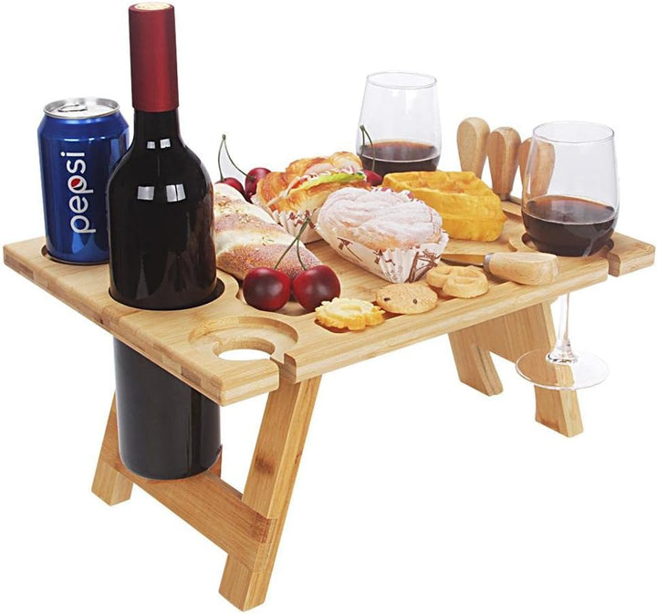 Portable wooden wine rack table