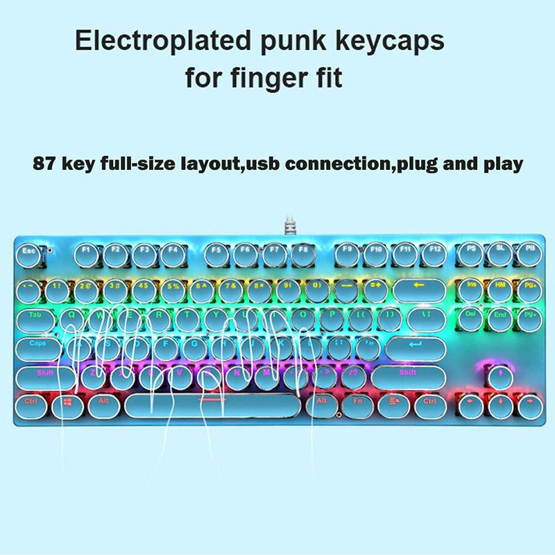 87-tasters mekanisk gaming-tastatur RGB baggrundsbelyst blå kontakter