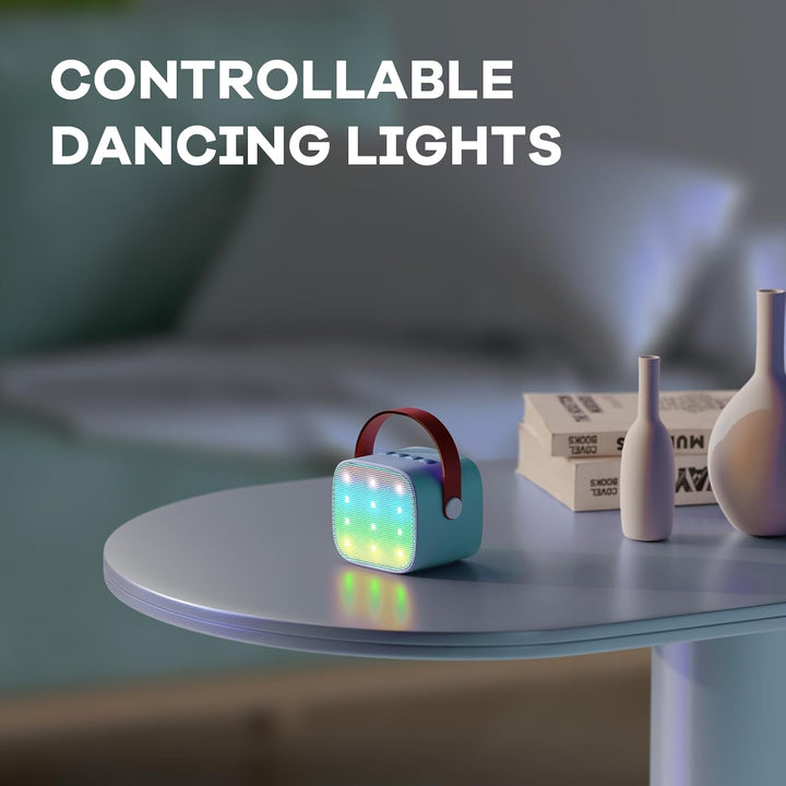 Máquina de karaoke mini portátil con altavoz Bluetooth y 2 micrófonos inalámbricos – Veylo
