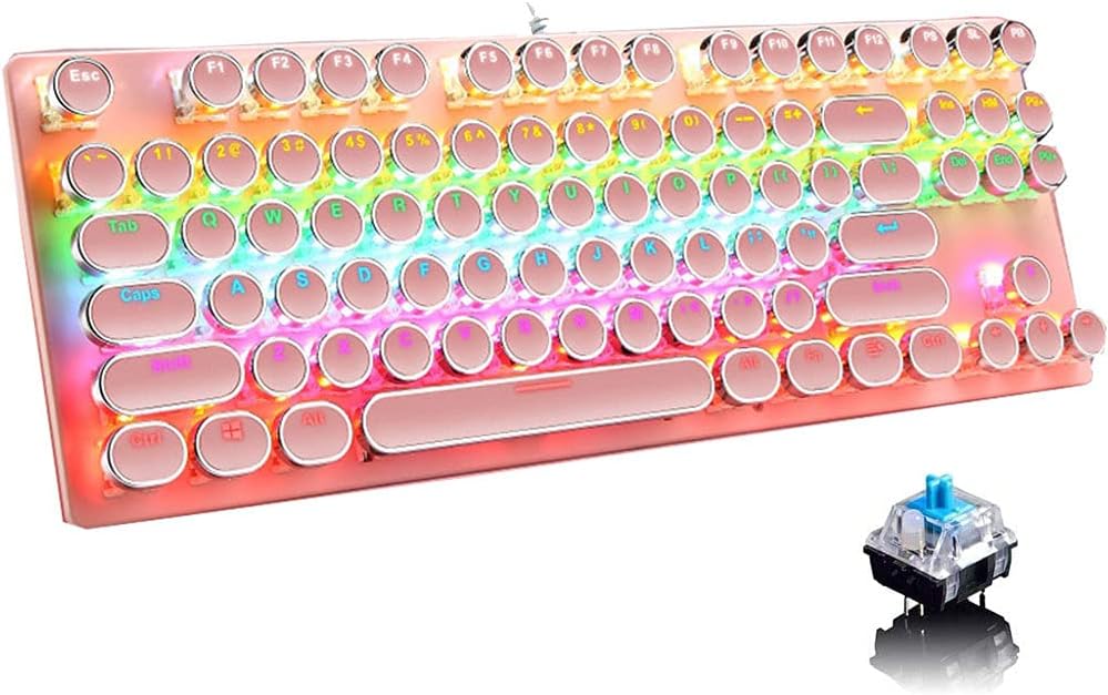 87-tasters mekanisk gaming-tastatur RGB baggrundsbelyst blå kontakter