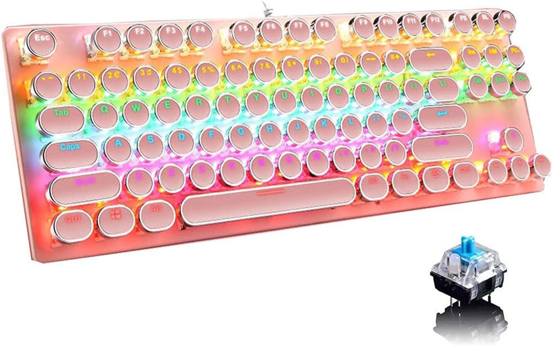 87-tasters mekanisk gaming-tastatur RGB baggrundsbelyst blå kontakter