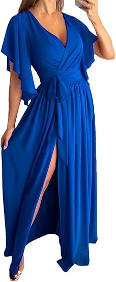 V-neck summer dress with bell sleeves – Sofia