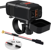 Motorrad USB- und Typ-C-Schnellladegerät mit Voltmeter – Drayvik