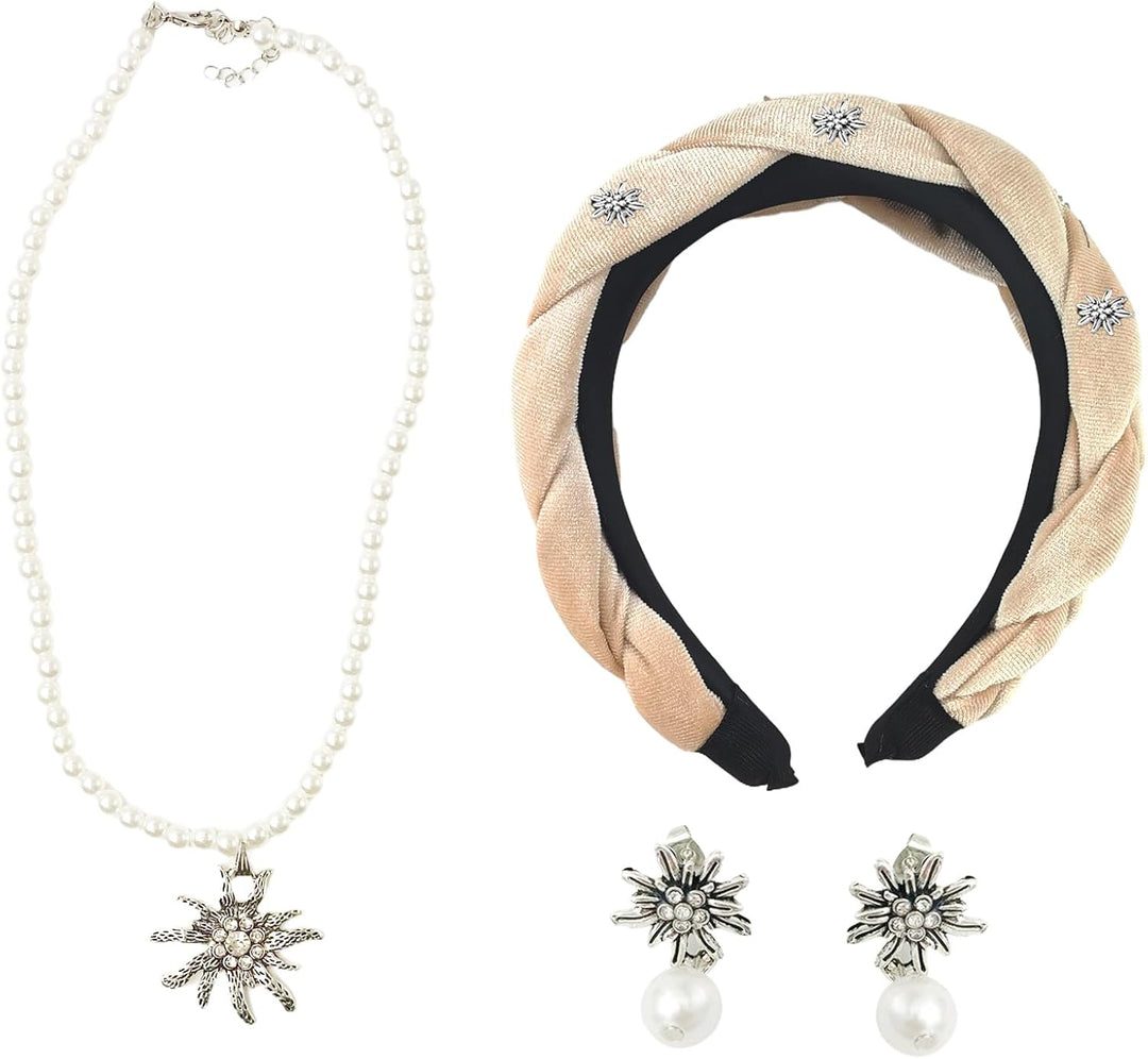 Conjunto de joyería Edelweiß con perlas – TrachtenZauber Oktoberfest 2025