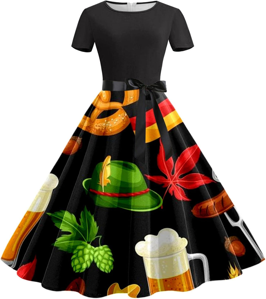 Beer Mug & Pretzel Dress with Waistband – Anna Oktoberfest 2025
