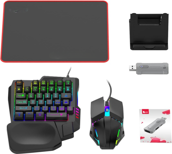 RGB Gaming-Tastatur und Maus-Combo – Ergonomisches Controller-Adapter-Set – Zyvorn