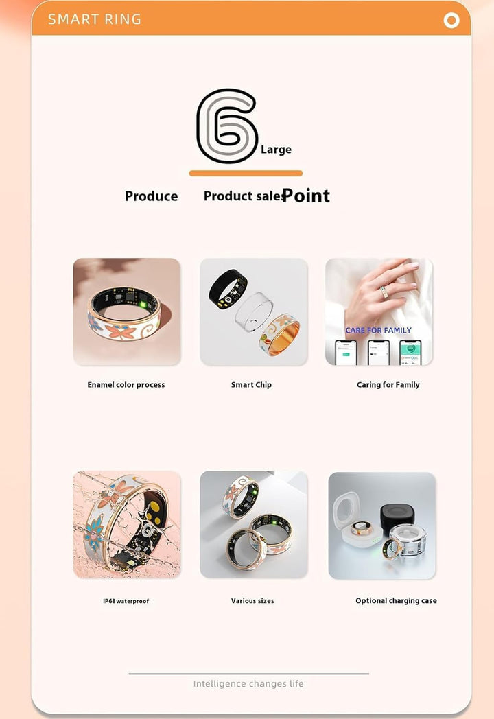 Smart Enamel Wellness Ring – Fitness- und Schlaftracker für iOS & Android – Aurina