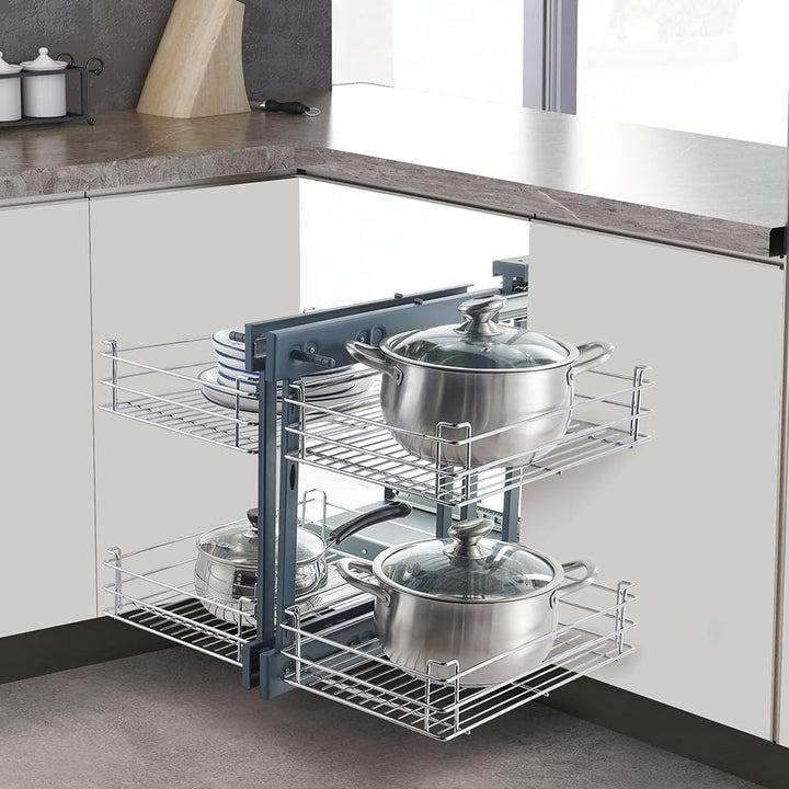 Robuster Kohlenstoffstahl Blind-Eckschrank Ausziehbares Regal – Zevora