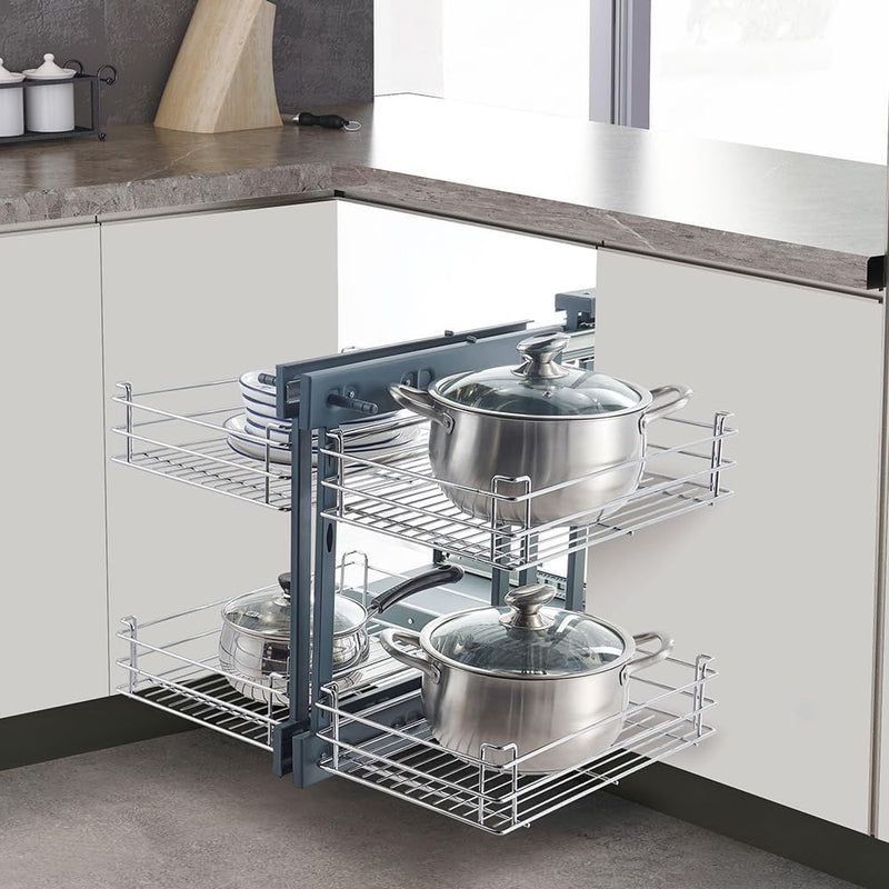 Robuster Kohlenstoffstahl Blind-Eckschrank Ausziehbares Regal – Zevora