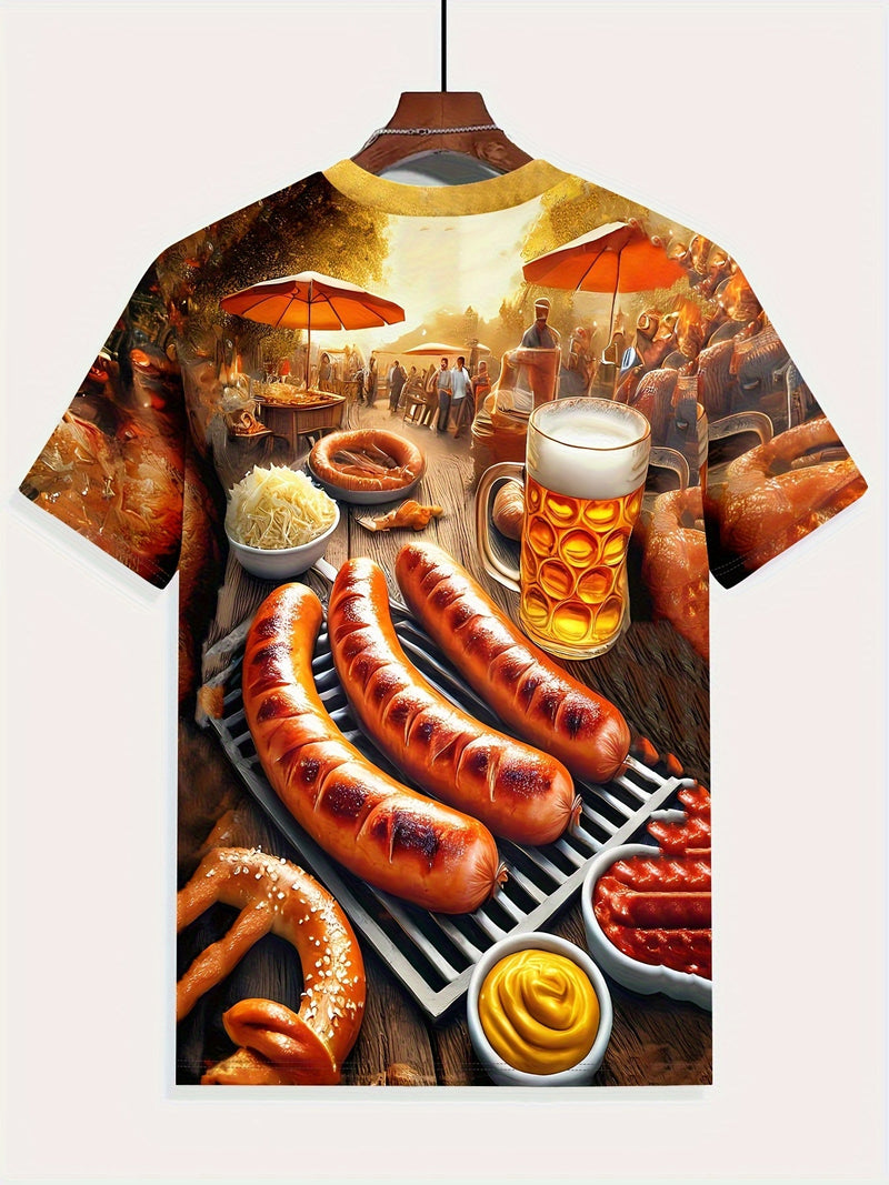 Men's Short Sleeve T-Shirt with BBQ & Beer Print – Karl Oktoberfest 2025