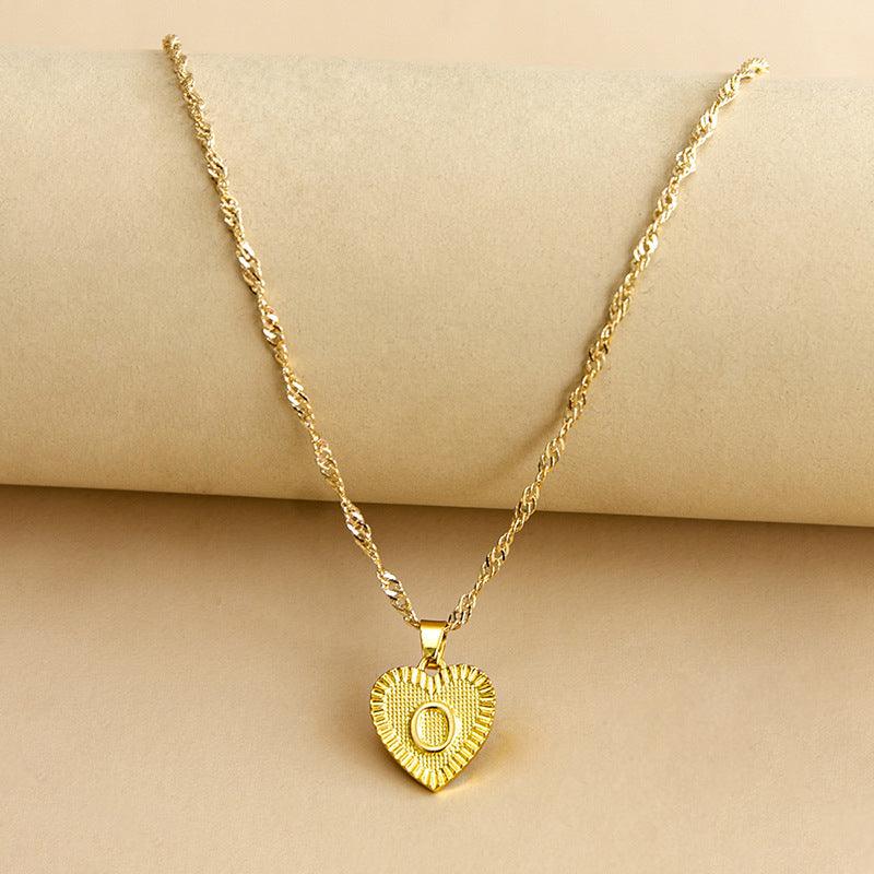 Golden Initial Heart Pendant Necklace - Amara