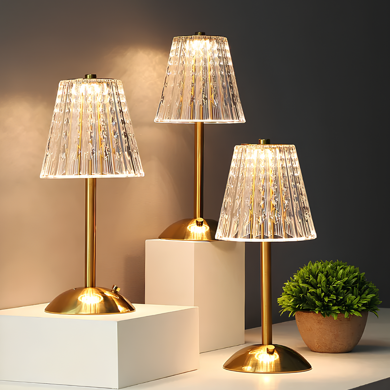 Lámpara de mesa de cristal dorado - Aurora Luxe
