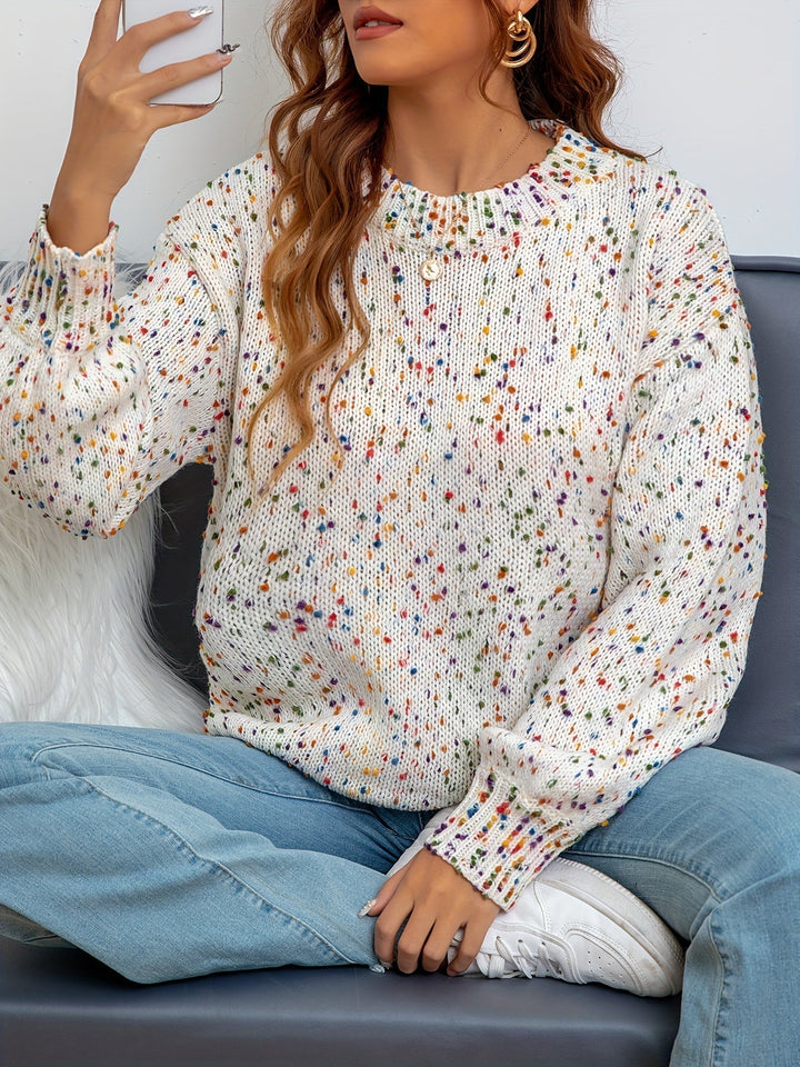 Knitted women's sweater with confetti print – Noa