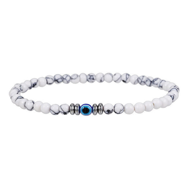 Men's bracelet made of 4 mm natural stone with evil eye bead – Thor