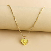 Golden Initial Heart Pendant Necklace - Amara