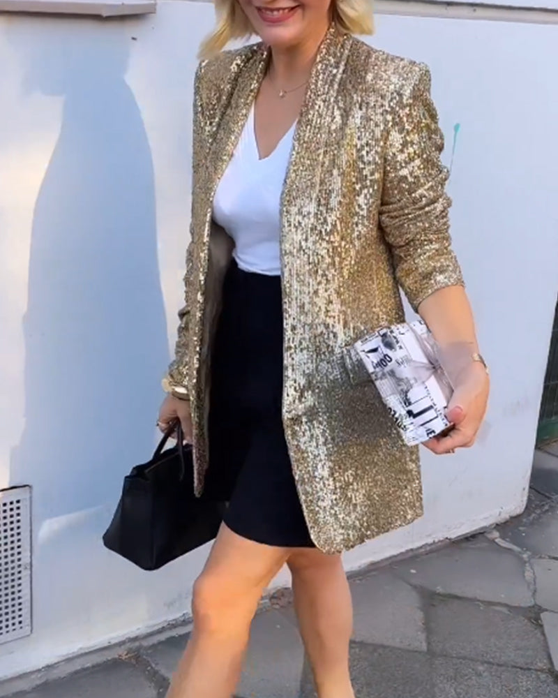 Golden Glitter Jacket with Sequins - Rosamund