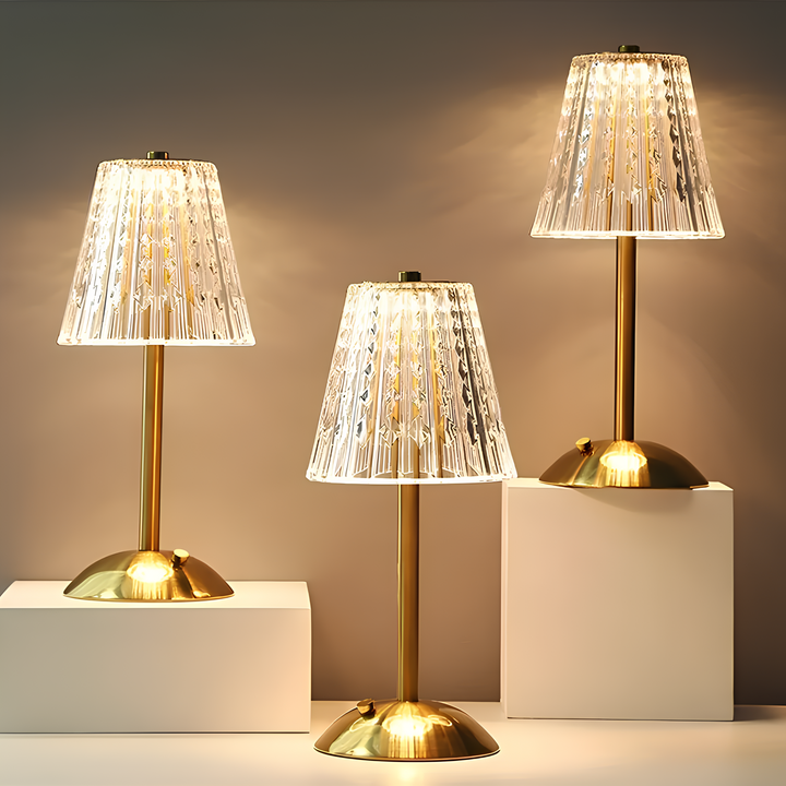 Lámpara de mesa de cristal dorado - Aurora Luxe