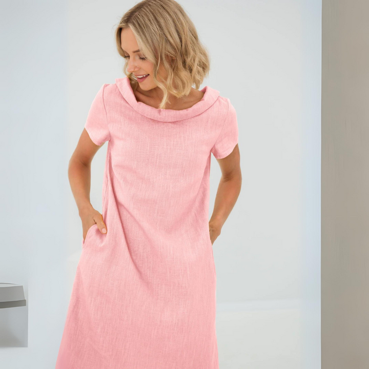 Stylish summer dress made of linen-cotton blend - LinaLuft