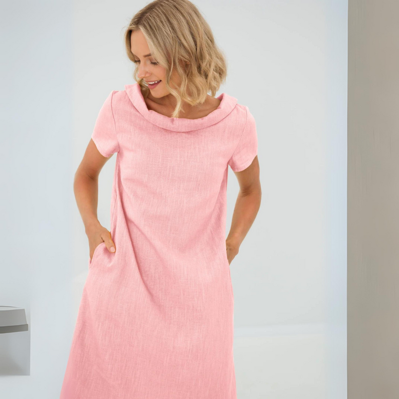 Stylish summer dress made of linen-cotton blend - LinaLuft