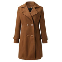 Stylish Long Women's Coat with Notched Collar - Valentina