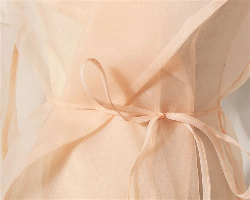 Conjunto de verano de gasa de dos piezas con cinturón y falda – Maurelle