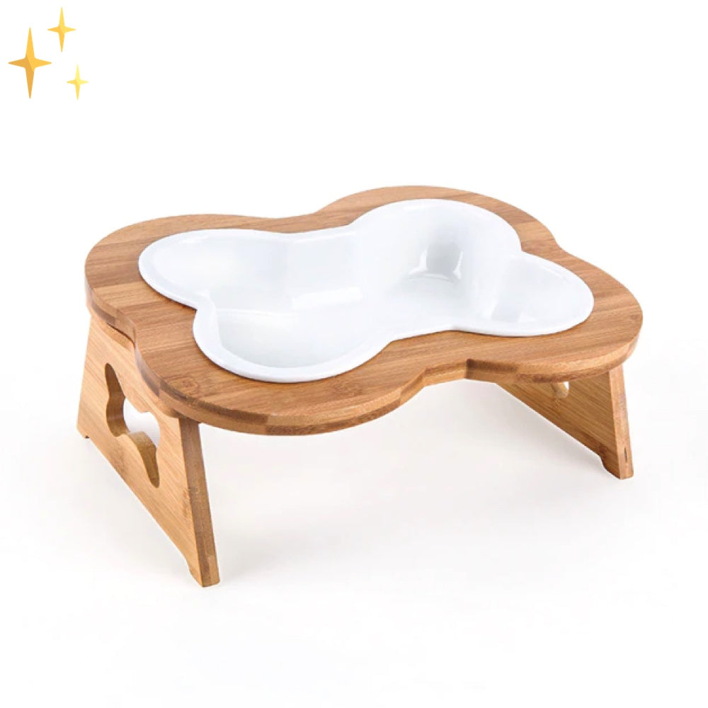 Ceramic Dog Bowl with Wooden Base – BoneFeast