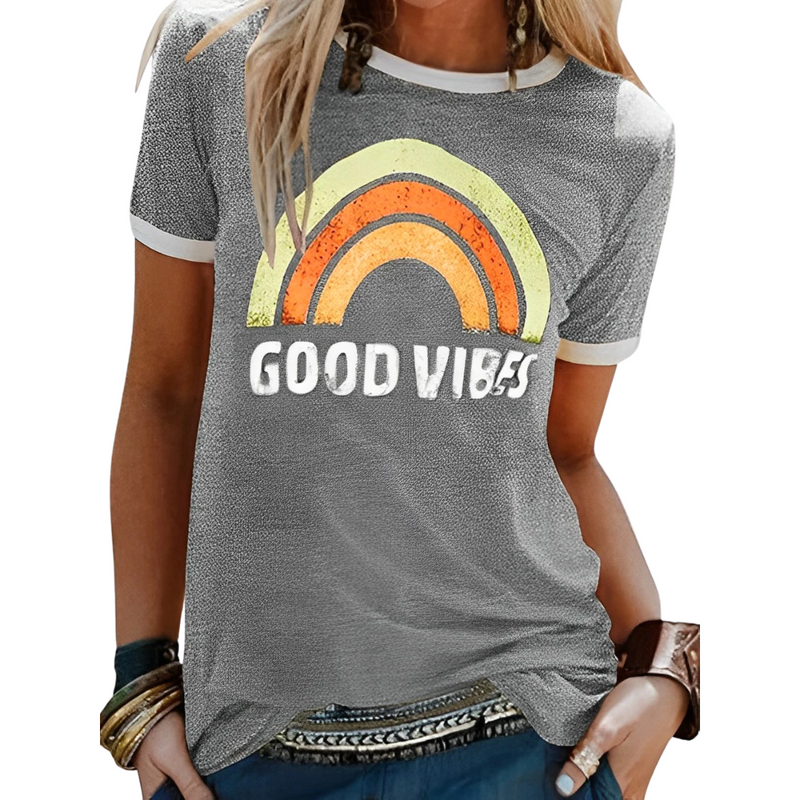 Damen T-Shirt mit Regenbogenprint – Sunny