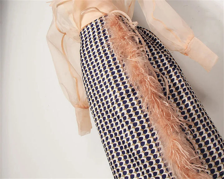 Conjunto de verano de gasa de dos piezas con cinturón y falda – Maurelle