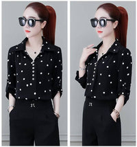 Stilvolle Damen Chiffon Bluse mit Knöpfen & Umschlagkragen – Fenya