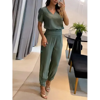 Trendy women's jumpsuit with short sleeves & wide legs – Alina