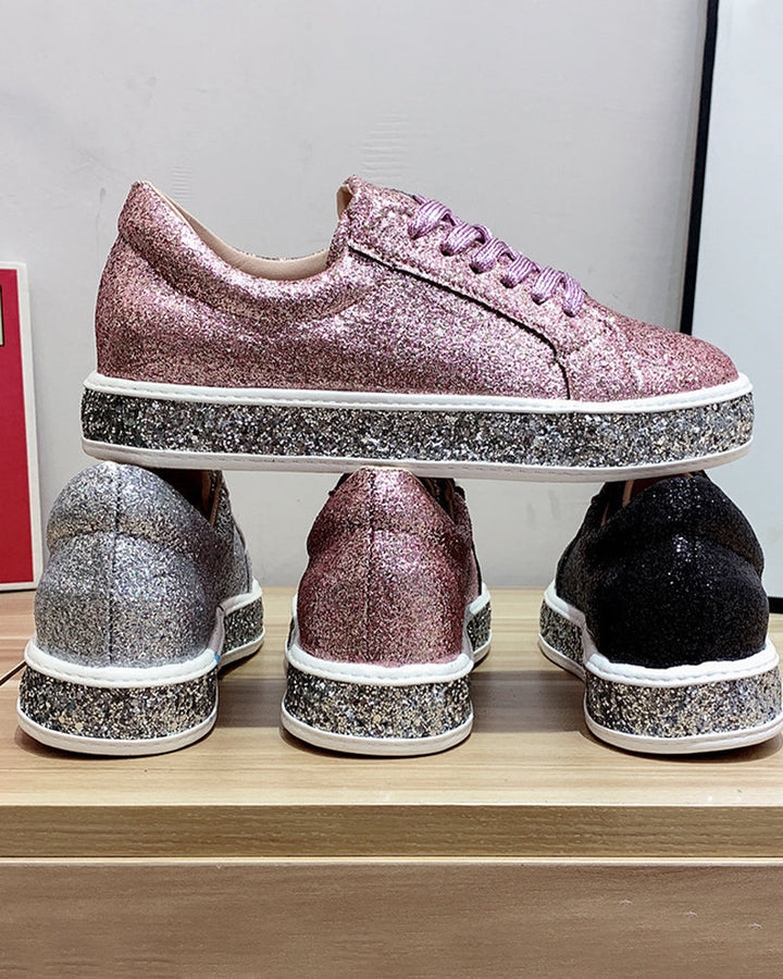 Stylish Platform Glitter Women's Sneakers - Sienna