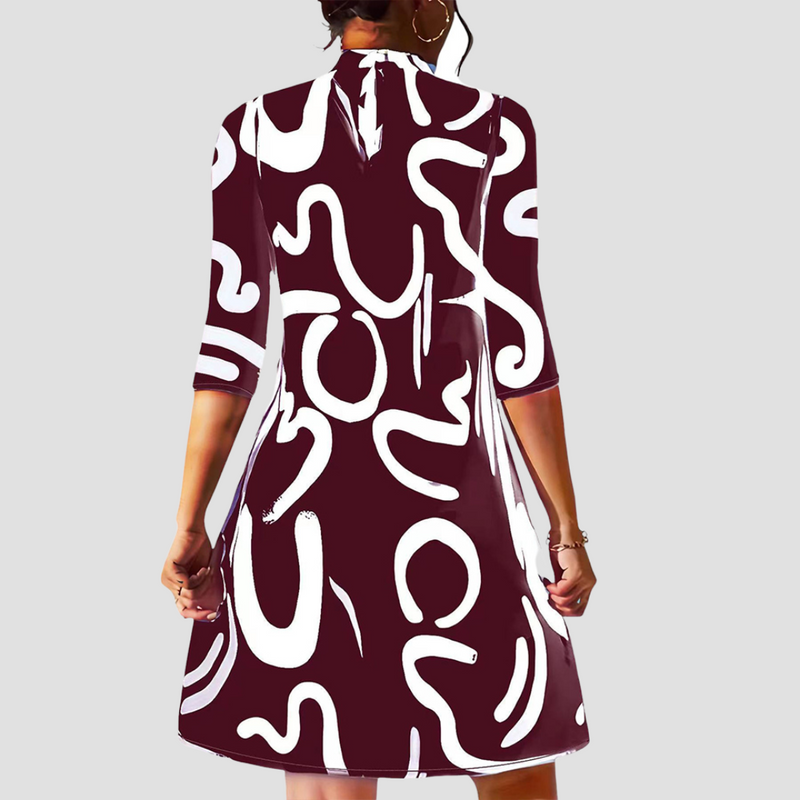 Mini dress with long sleeves & round neckline – Elanora