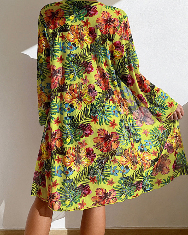 Three-piece bikini set with floral pattern – Yara