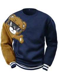 Men's Sweatshirt with Embroidered Cartoon Bear - Jasper