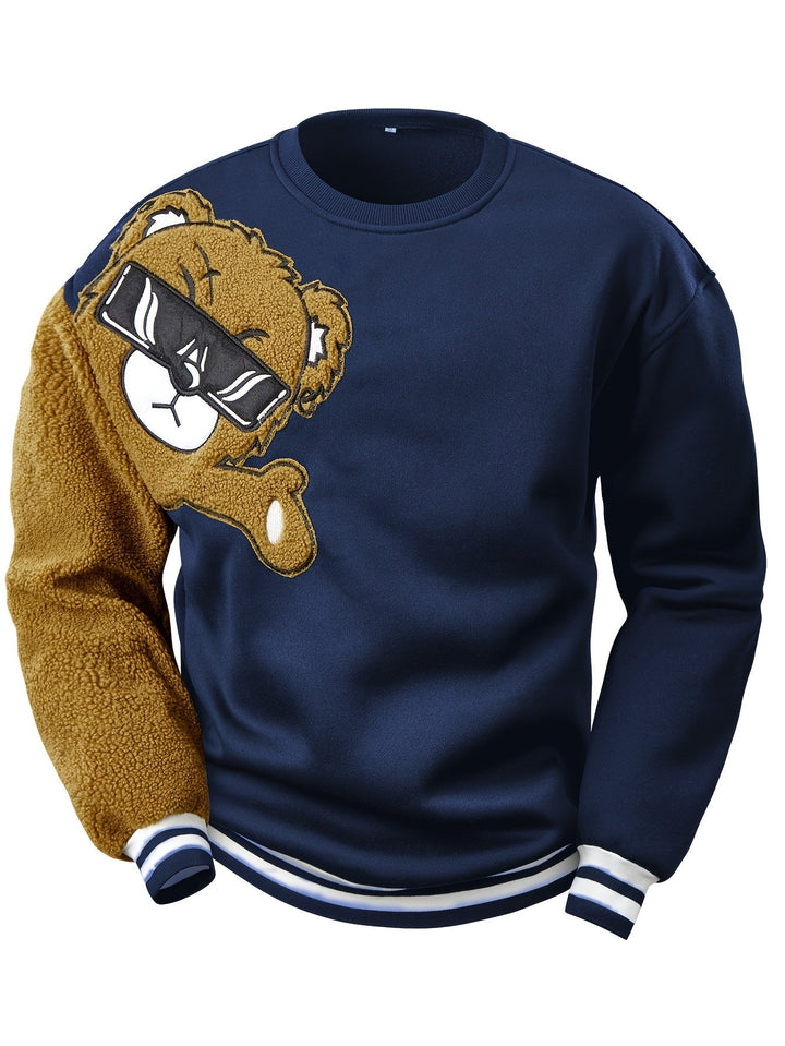 Men's Sweatshirt with Embroidered Cartoon Bear - Jasper