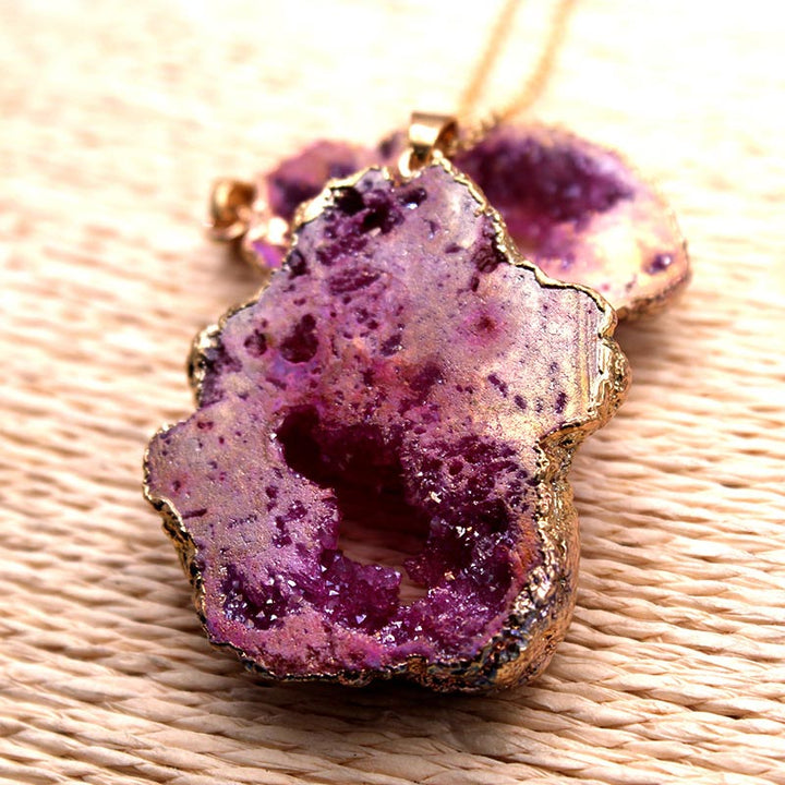 Naturlig krystal-geode vedhæng – Gaia