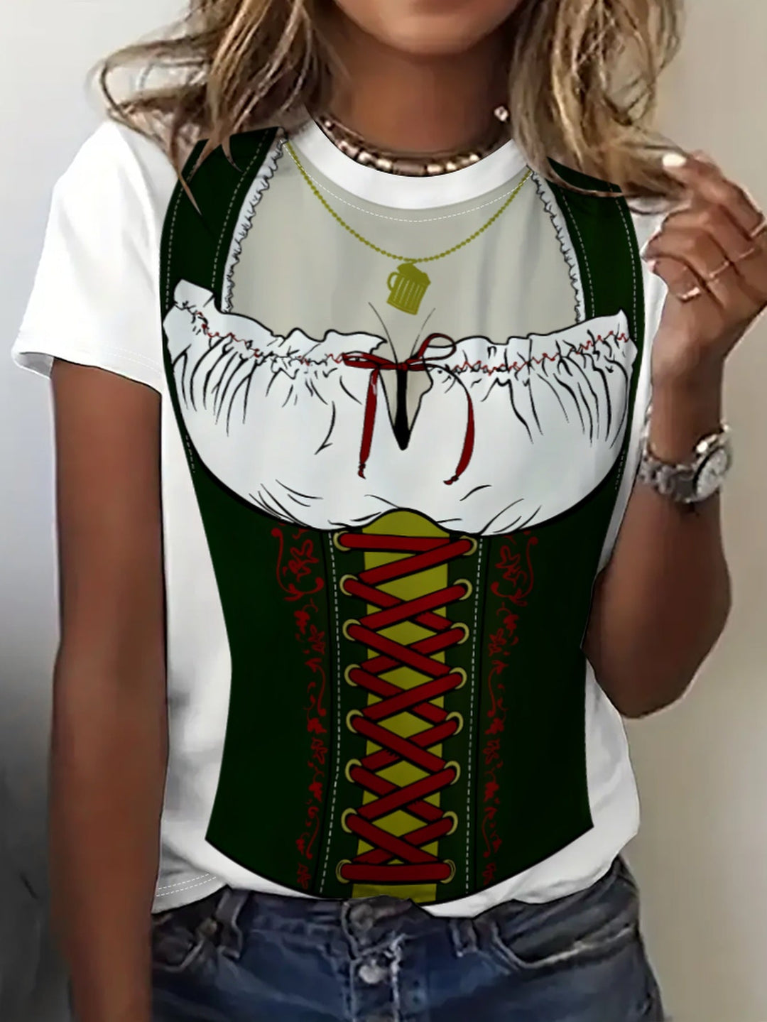 Women's Short Sleeve T-Shirt in Dirndl Look – Anna Oktoberfest 2025
