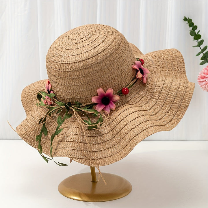 Women's Summer Straw Hat with Flower and Fruit Details – Solène